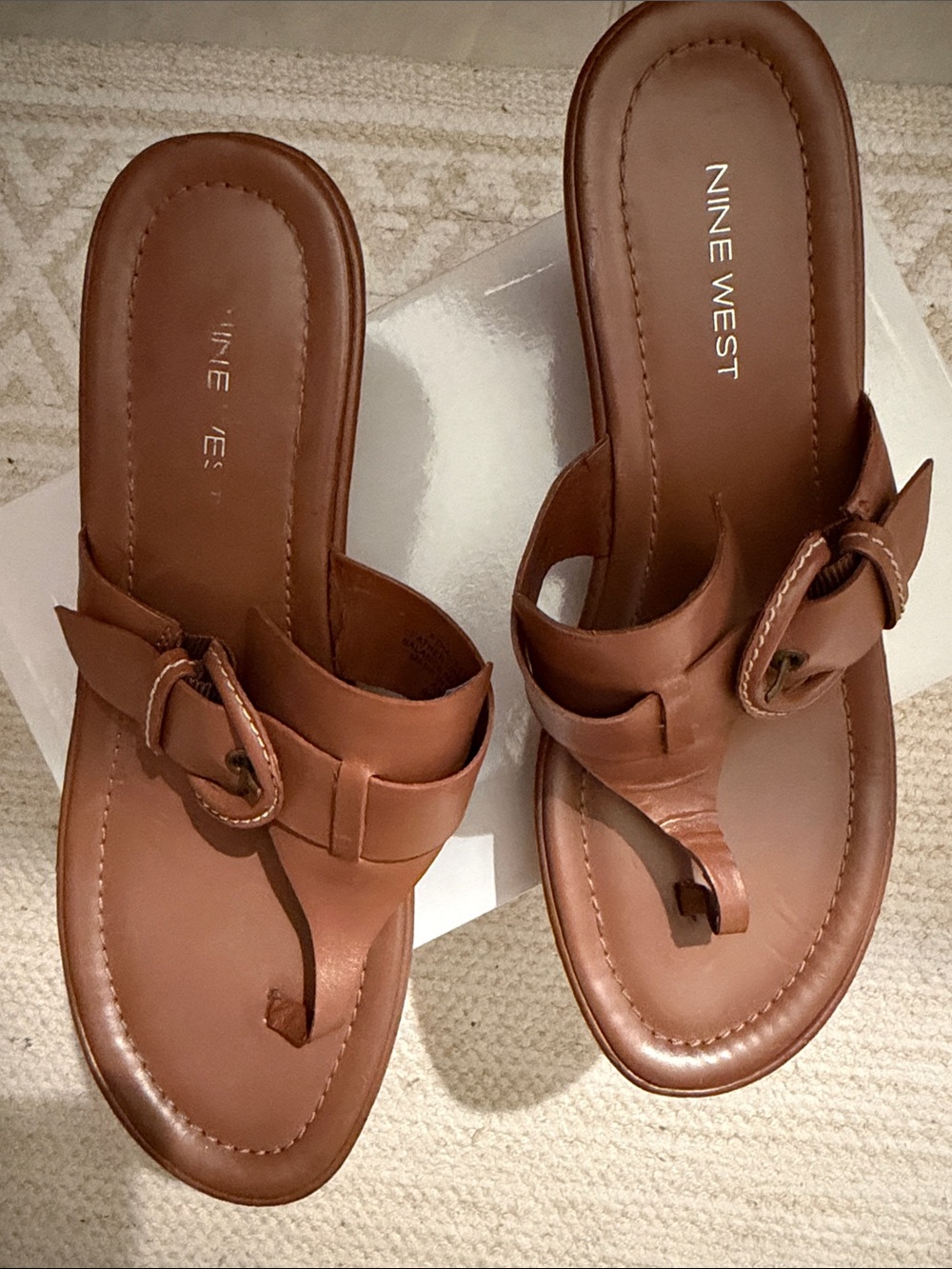 Nine West wedge buckle accent sandals